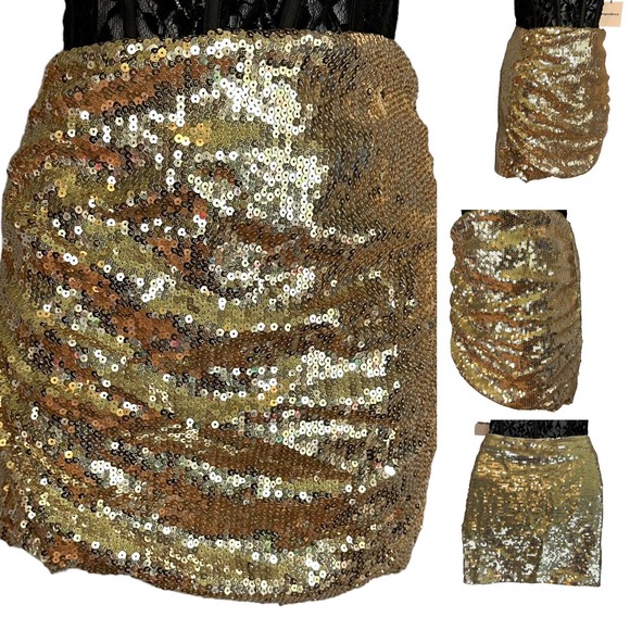 superdown Gold Sequin Mini Skirt - Picture 9 of 9